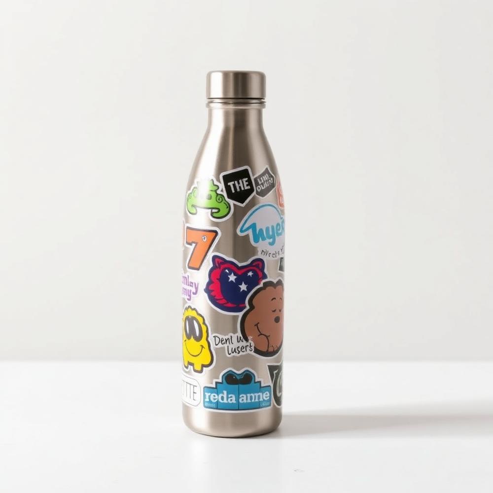Stickers on a water bottle